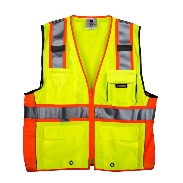 Tr Industrial Class 2 Safety Vest with Pockets and Zipper Closure, 3M Strips, XXL TR88055-3M-XXL - main
